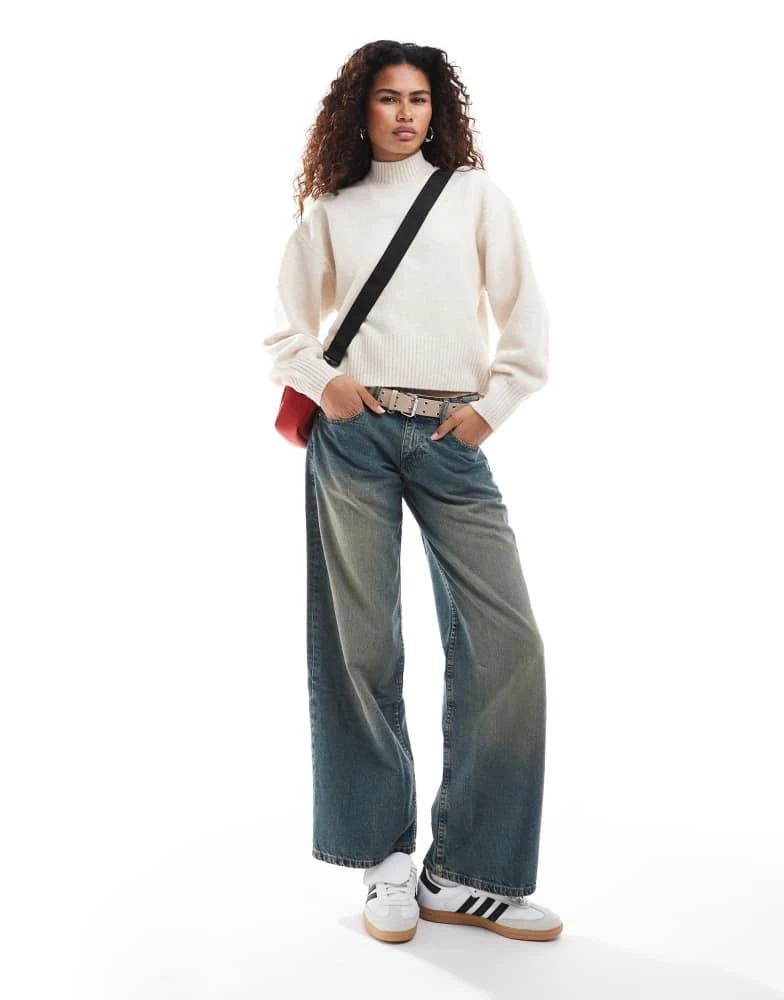 Monki Monki knitted turtleneck sweater in beige melange 1