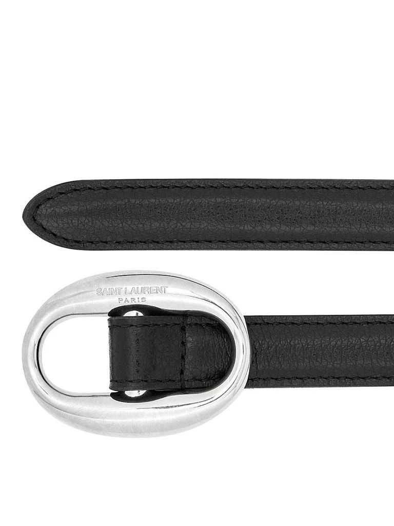 Yves Saint Laurent Oval Buckle Thin Belt In Smooth Leather 4