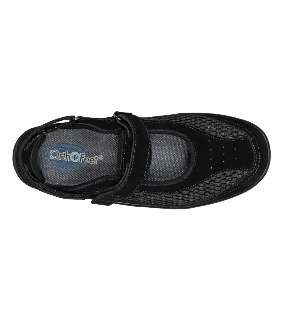 OrthoFeet Women's Sanibel Mary Jane Shoes - Xxw Width In Black 3