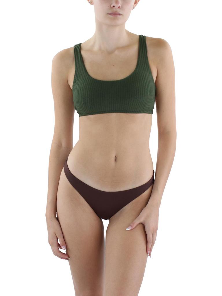 Becca Womens Ribbed Nylon Bikini Swim top