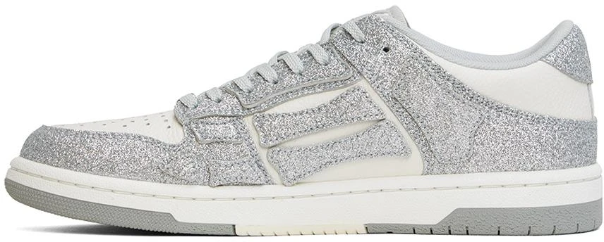 AMIRI White & Silver Shimmer Skel Top Low Sneakers 3