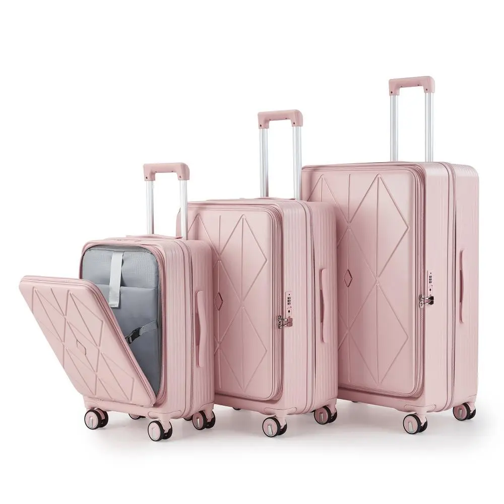 BreeBe Luggage Sets 3 Piece(20/24/28), Expandable Carry On Luggage with TSA Lock Airline Approved, 100% PC Hard Shell and Lightweight Suitcase with Front Pocket and Spinner Wheels