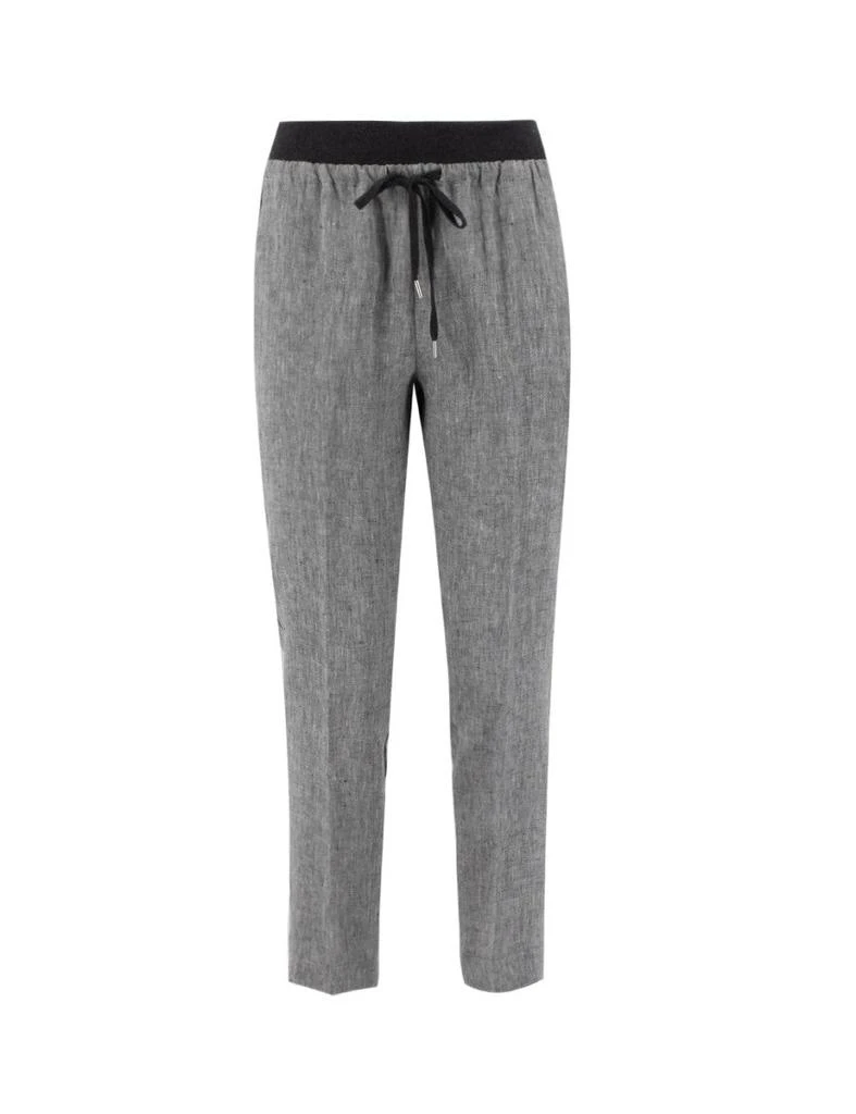 Le Tricot Perugia Light Grey Mel Dark Grey Linen Trouser 1