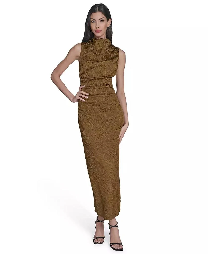 Vince Camuto Women's Novelty Knit High Cowl Neck Ruche Waist Bodycon Dress 1