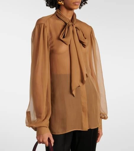Yves Saint Laurent Tie-neck silk chiffon blouse 6