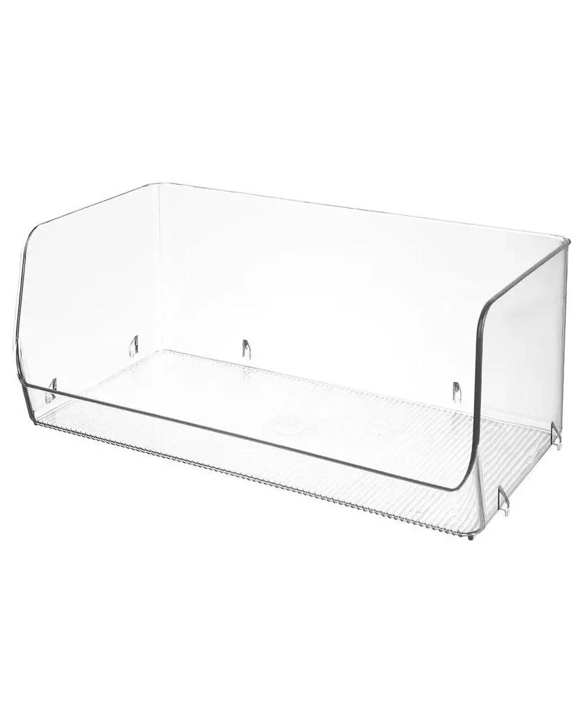iDesign Wide Stackable Open-Front Storage Bins - Set of 3 - Clear - Made in USA 5