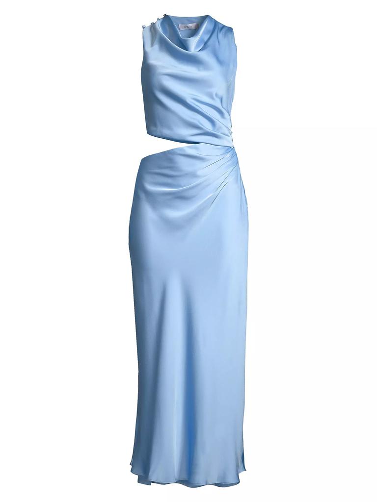 Misha Amadeus Cowlneck Satin Maxi Dress