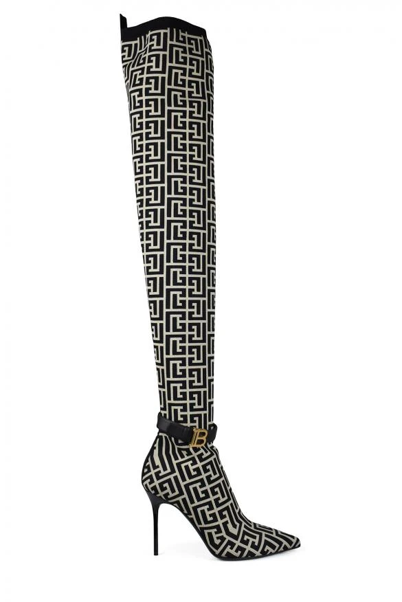 Balmain Raven Monogrammed Thigh-high 1