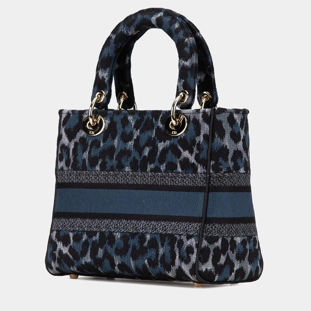 Dior Dior Blue Mizza Medium Embroidered Canvas Leopard Lady D Lite