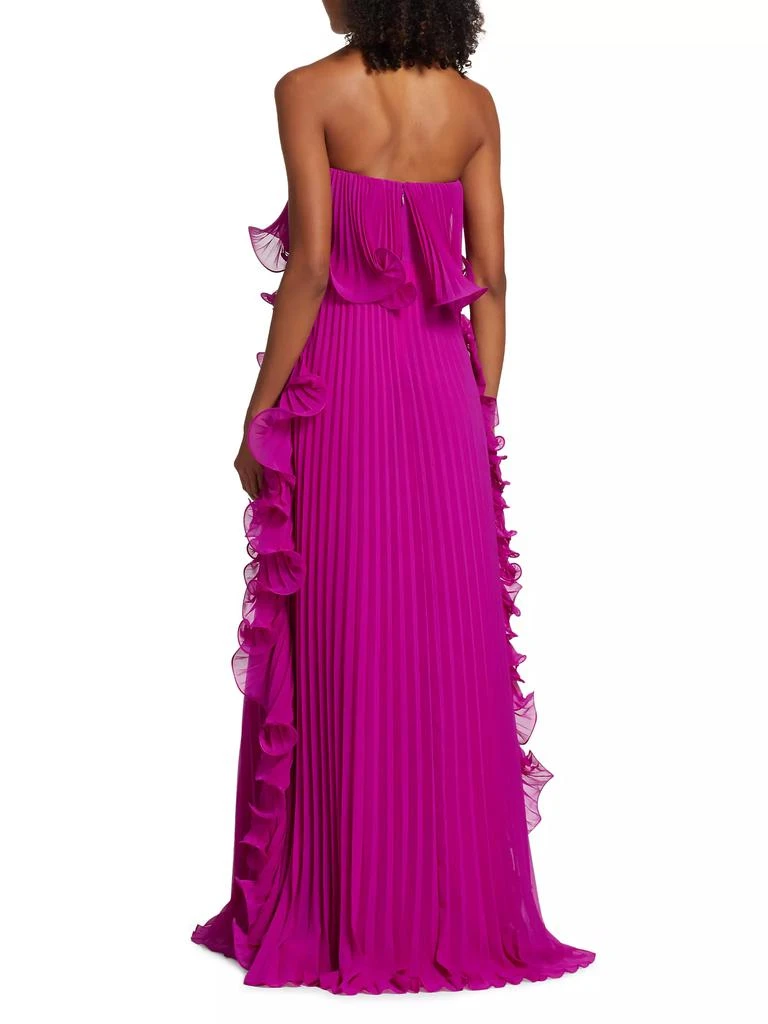 Badgley Mischka Strapless Pleated Ruffle Gown 5