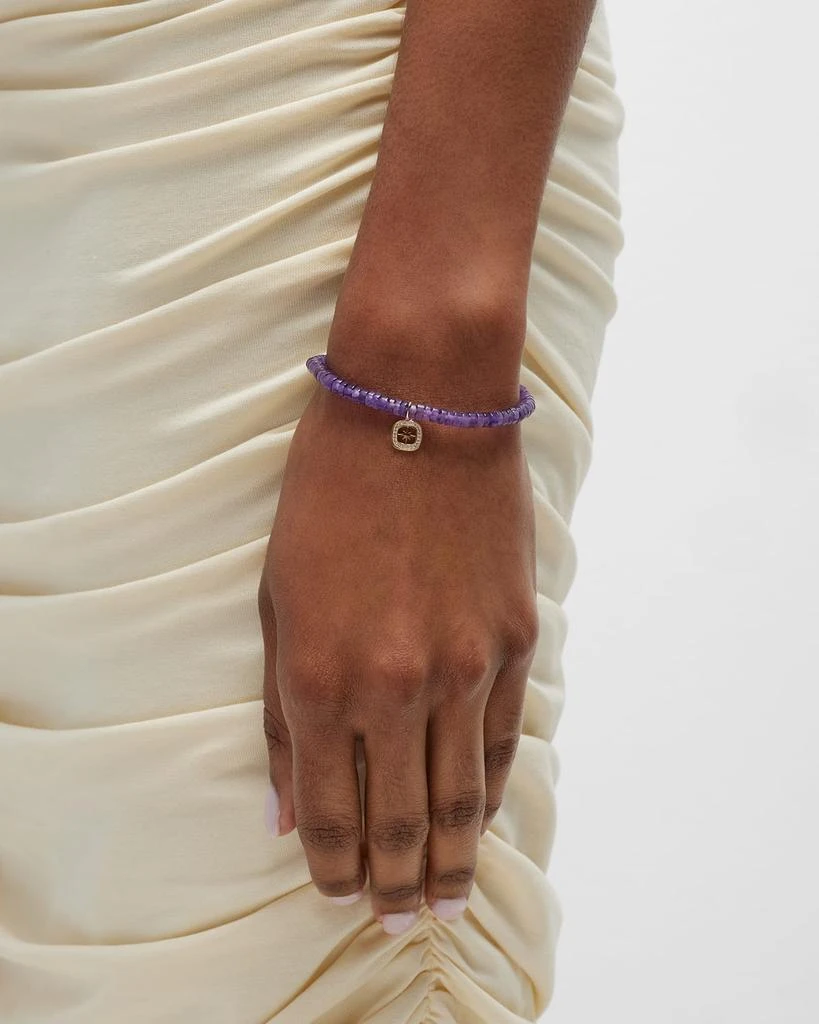 Sydney Evan 14k Gold Amethyst Beaded Bracelet with Diamond Starburst Charm 2