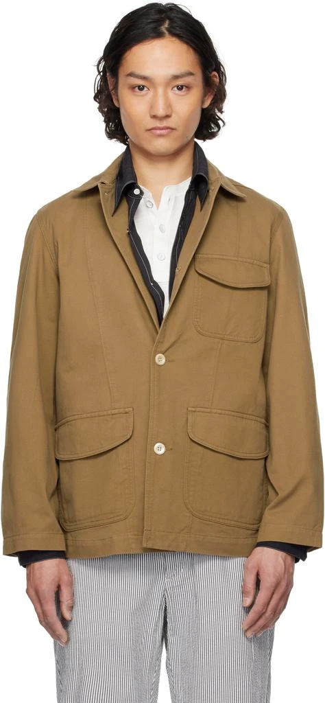 Drake's Tan Cotton Three-Pocket Chore Jacket 1