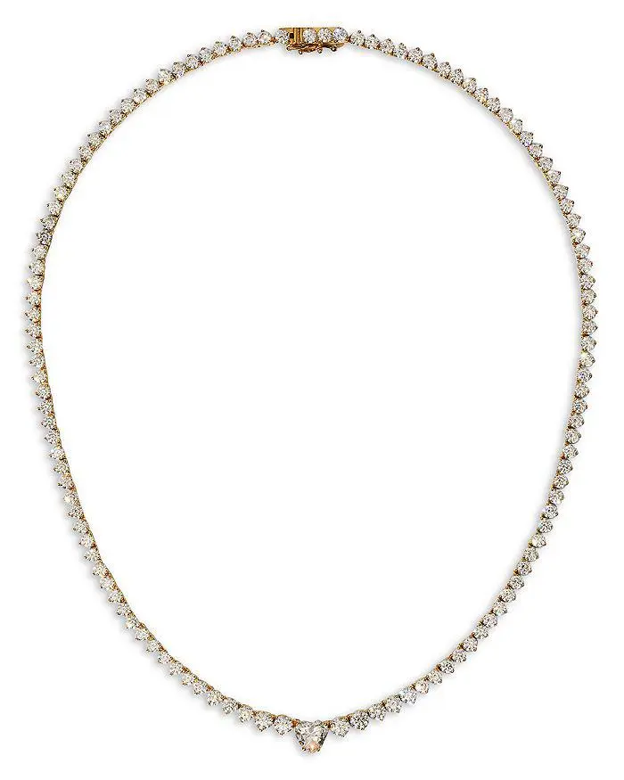 Nadri Astrid Cubic Zirconia Heart Tennis Necklace, 16"