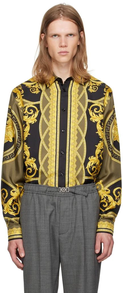 Versace Black & Gold 'La Coupe Des Dieux' Silk Shirt 1