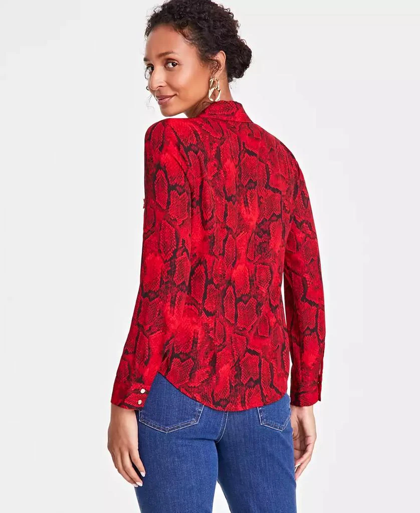 INC International Women's Printed Long-Sleeve Utility Blouse, Created for Macy's 2