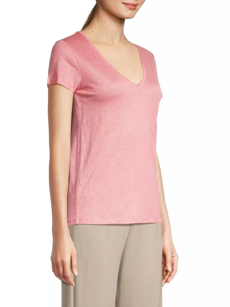 MAJESTIC FILATURES Stretch Linen V-Neck T-Shirt 4