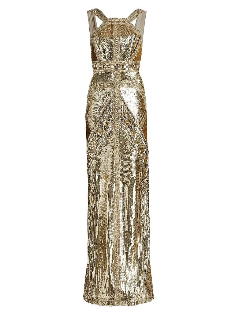Pamella Roland Sequined Embroidered Gown 1