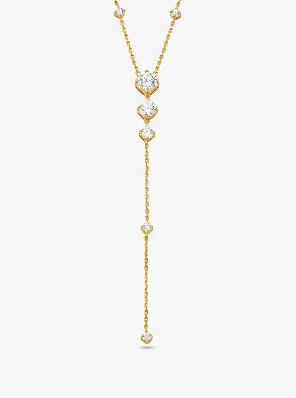 Michael Kors Precious Metal-Plated Sterling Silver Cubic Zirconia Lariat Necklace 1