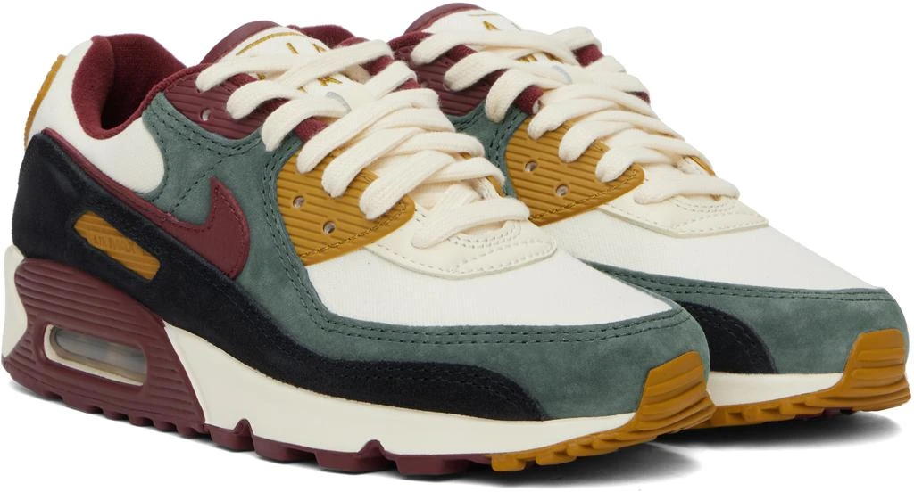 NIKE White & Burgundy Air Max 90 Premium Sneakers 4
