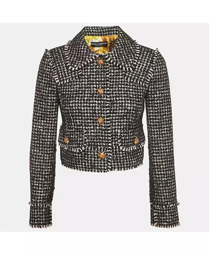 Pre-Owned Dolce 
Gabbana Women
s Black/white Tweed Bejeweled Blazer