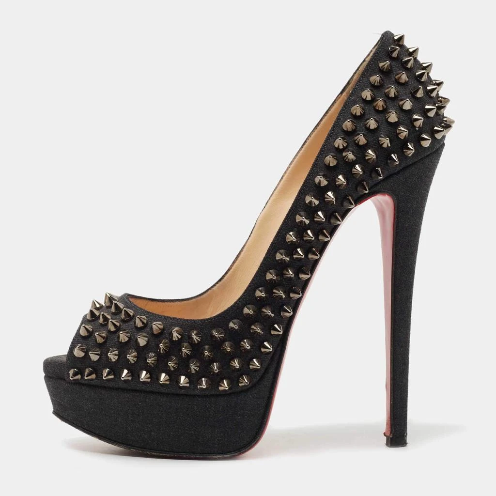 Christian Louboutin Christian Louboutin Dark Grey Denim Lady Peep Spikes Pumps Size 37 1