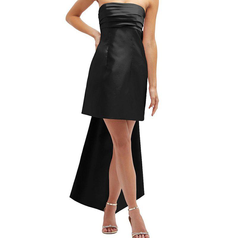 Alfred Sung Strapless Satin Column Mini Dress With Oversized Bow D857