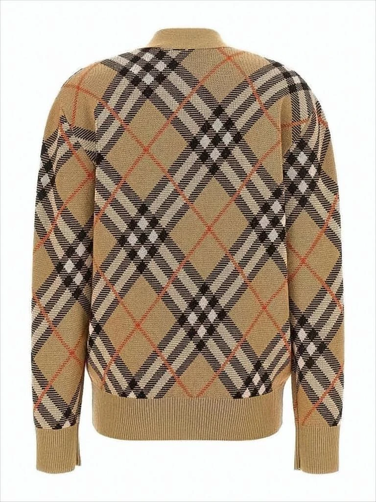 Burberry Beige Check Pattern Cardigan with V-Neckline 2