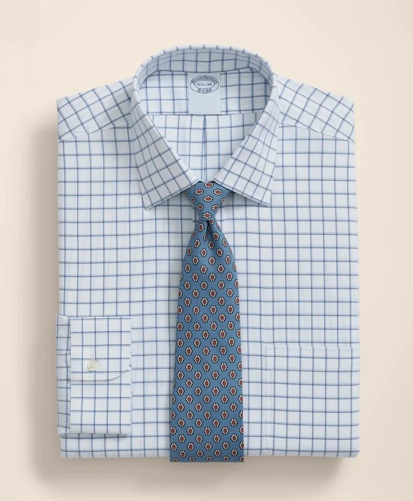 Brooks Brothers Brooks Brothers Explorer Collection Non-Iron Twill Ainsley Collar, Windowpane Dress Shirt 1