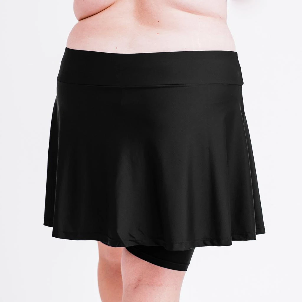 Calypsa Women's Plus Flared Mid-Thigh Swim Skirt With Bike Shorts 2