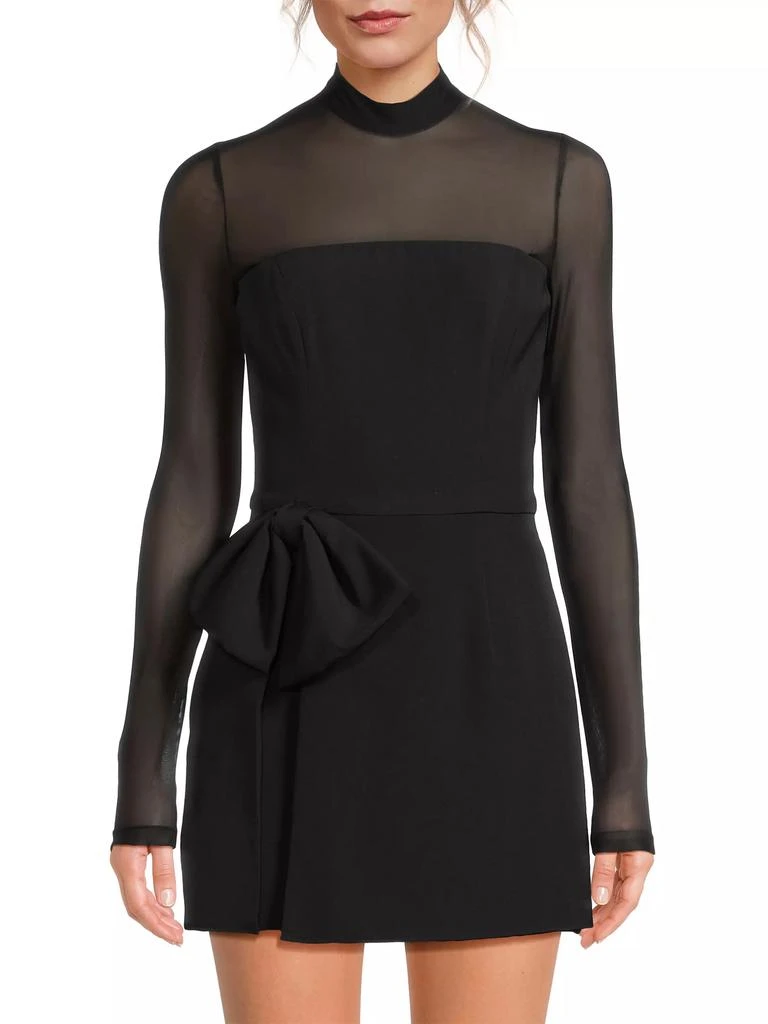Black Halo Sylvie Shadow Mesh Bow Playsuit 3