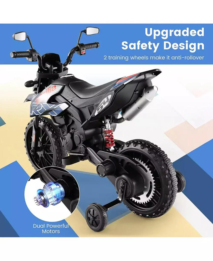 Costway 12V Licensed Aprilia Kids Ride On Motorcycle Electric Dirt Bike with Light & Music 7