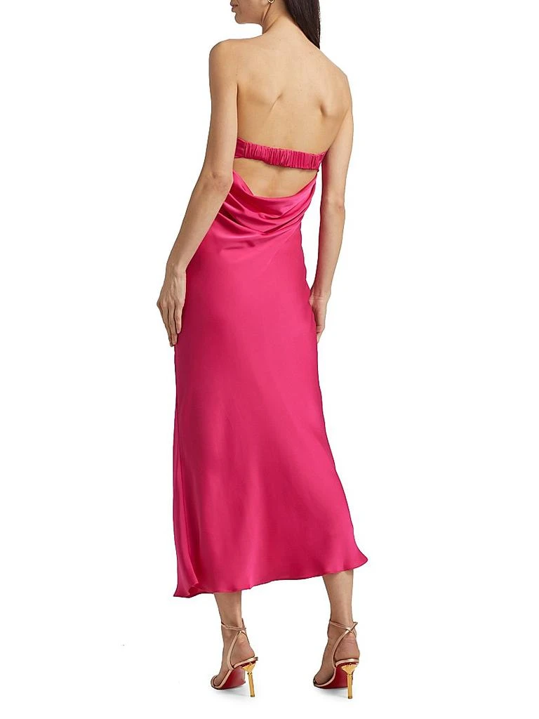 knee length dresses for ladies Assymetric Satin Maxi Dress with Bow and An Open Back 42 (FR) / Black main image 1