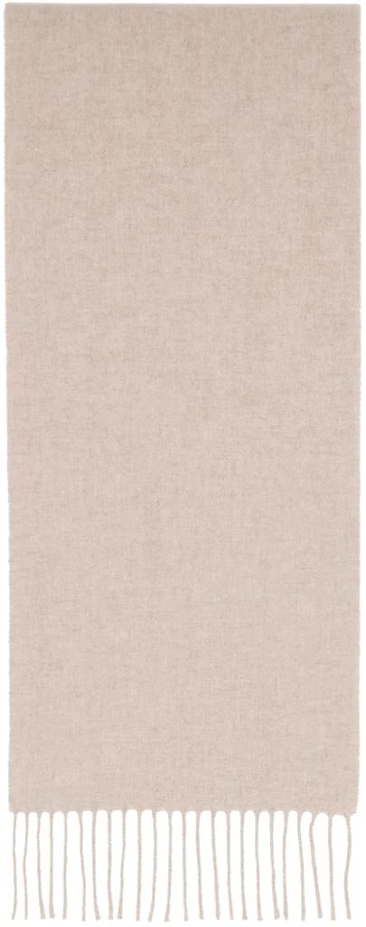 Acne Studios Beige Skinny Fringe Wool Scarf 2