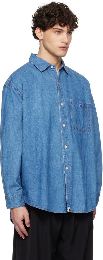 Bape Blue Champion Relaxed Fit Denim Shirt