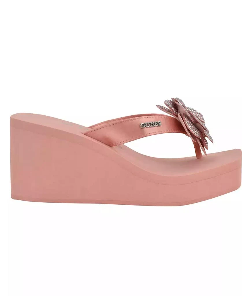 GUESS Women's Damani Rhinestone Flower EVA Platform Wedge Sandals 2