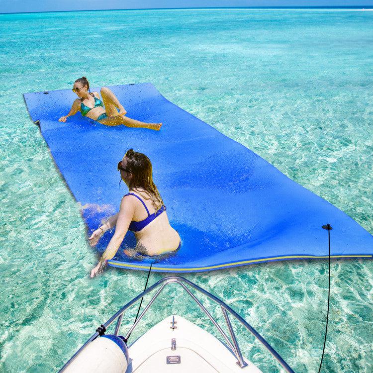 Hivvago 9' x 6' 3 Layer Floating Water Pad Foam Mat -Blue