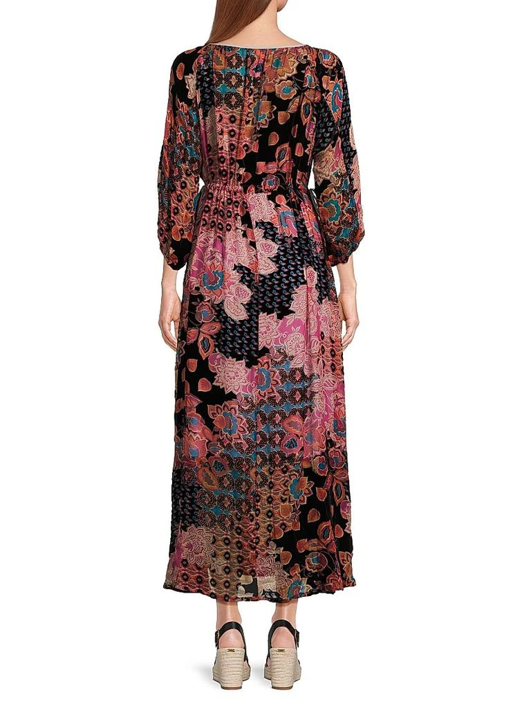 Johnny Was Verronah Abstract Burnout Drawstring Maxi-Dress 5
