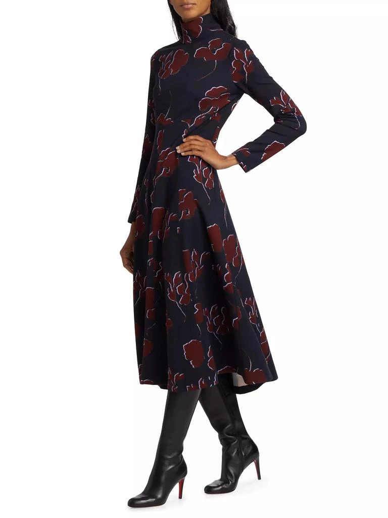 Tanya Taylor Thea Floral Ponte Turtleneck Midi-Dress 2