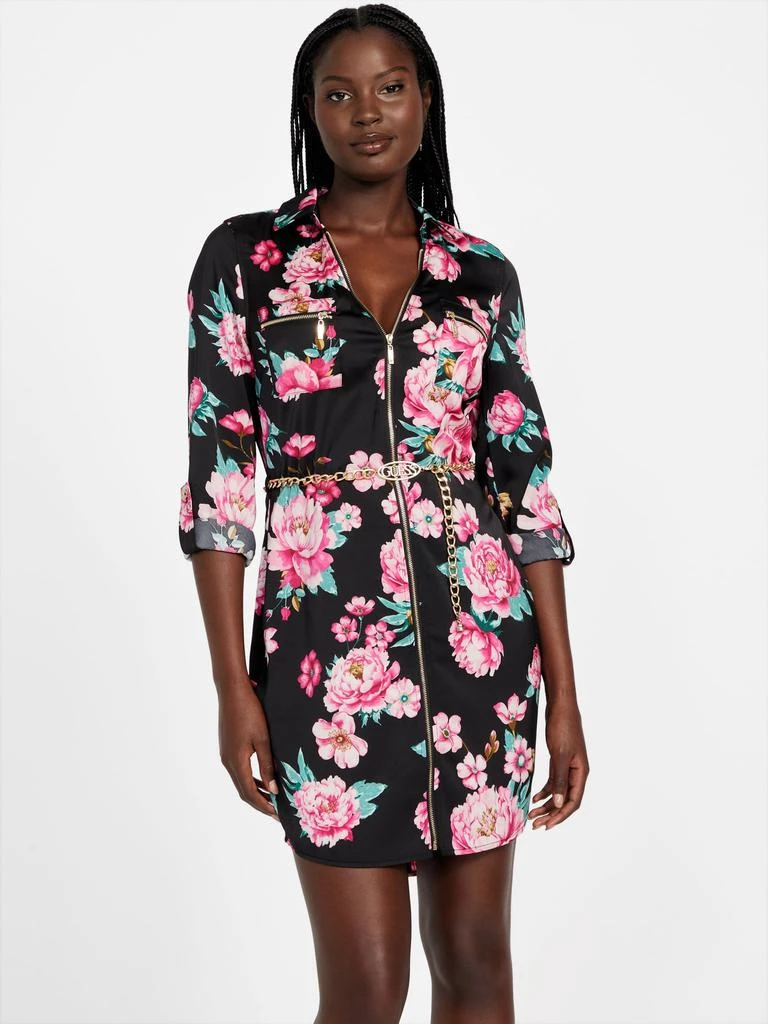 Factory Elina Satin Printed Shirt Dress