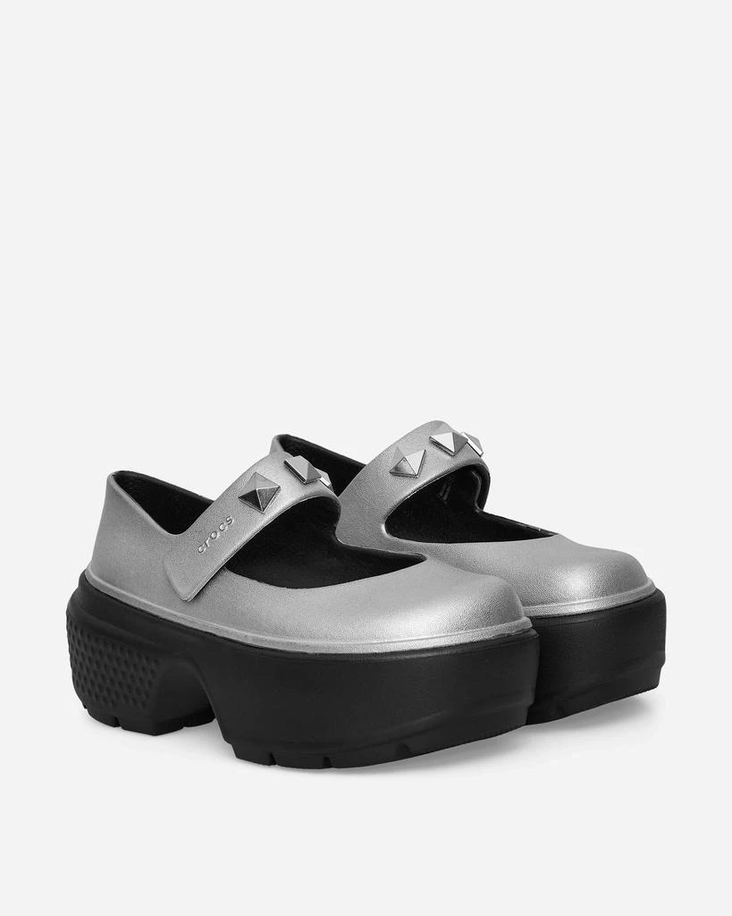 Crocs Women's Stomp Metallic Mary Jane Clogs Silver 3