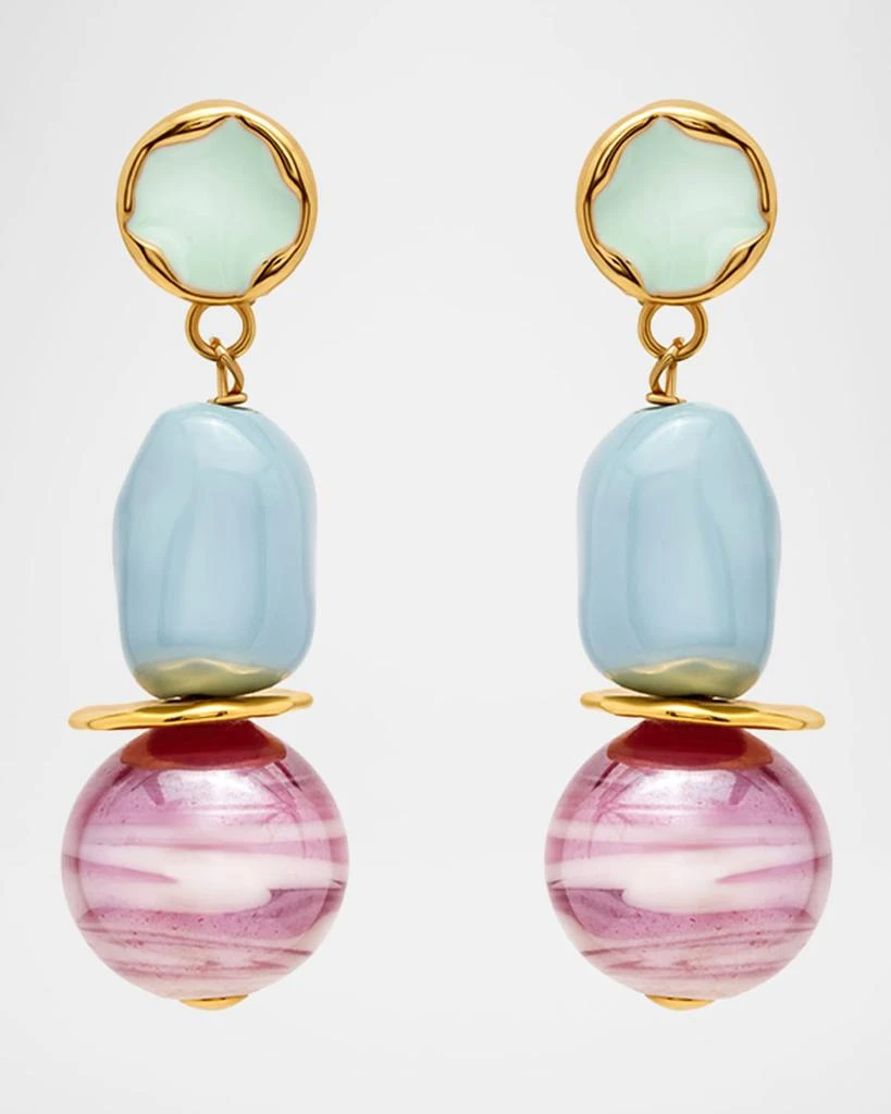 Oscar de la Renta Sea Glass Drop Clip-On Earrings