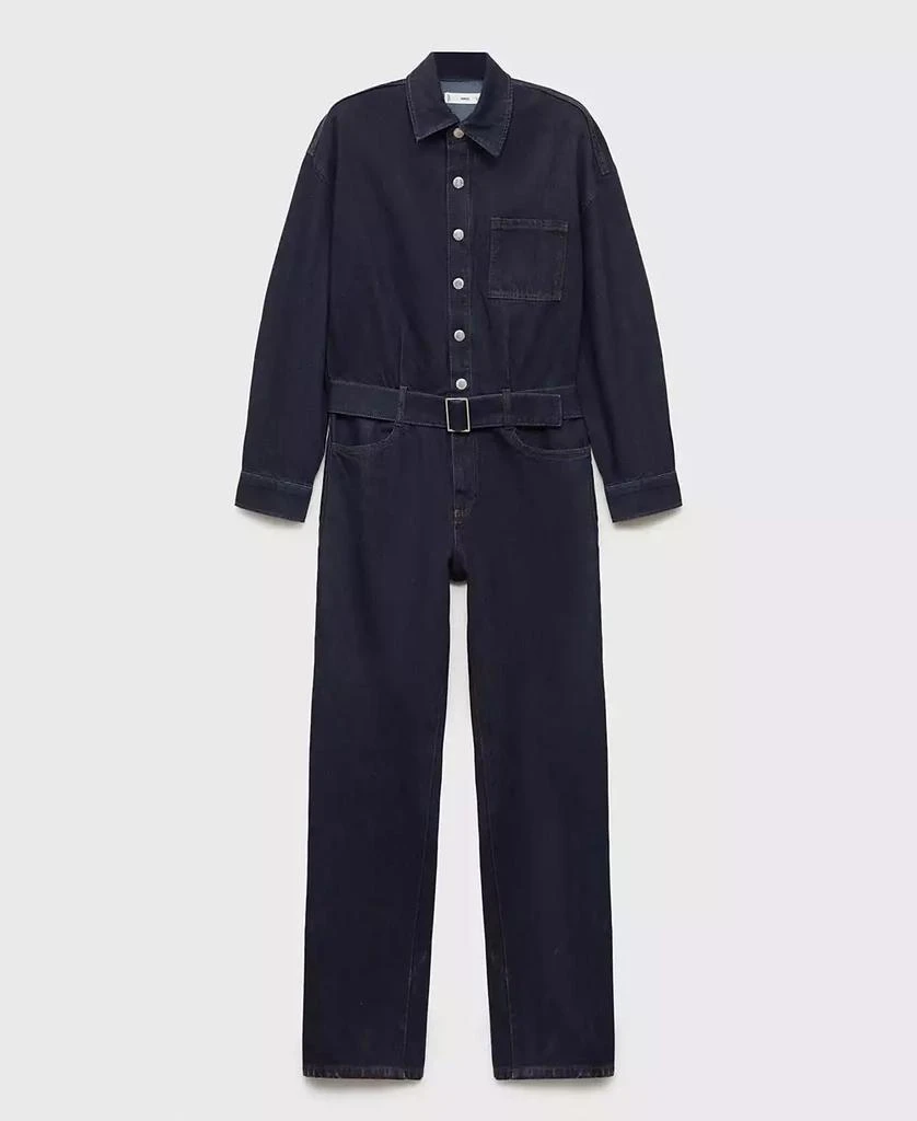 Mango Women's Denim Belted Jumpsuit 8