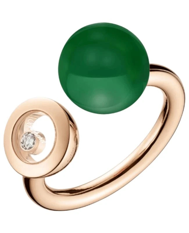 Chopard Chopard Happy Diamonds Planet 18K Rose Gold, Diamond and Green Agate Women's Ring 82A619-5100 1