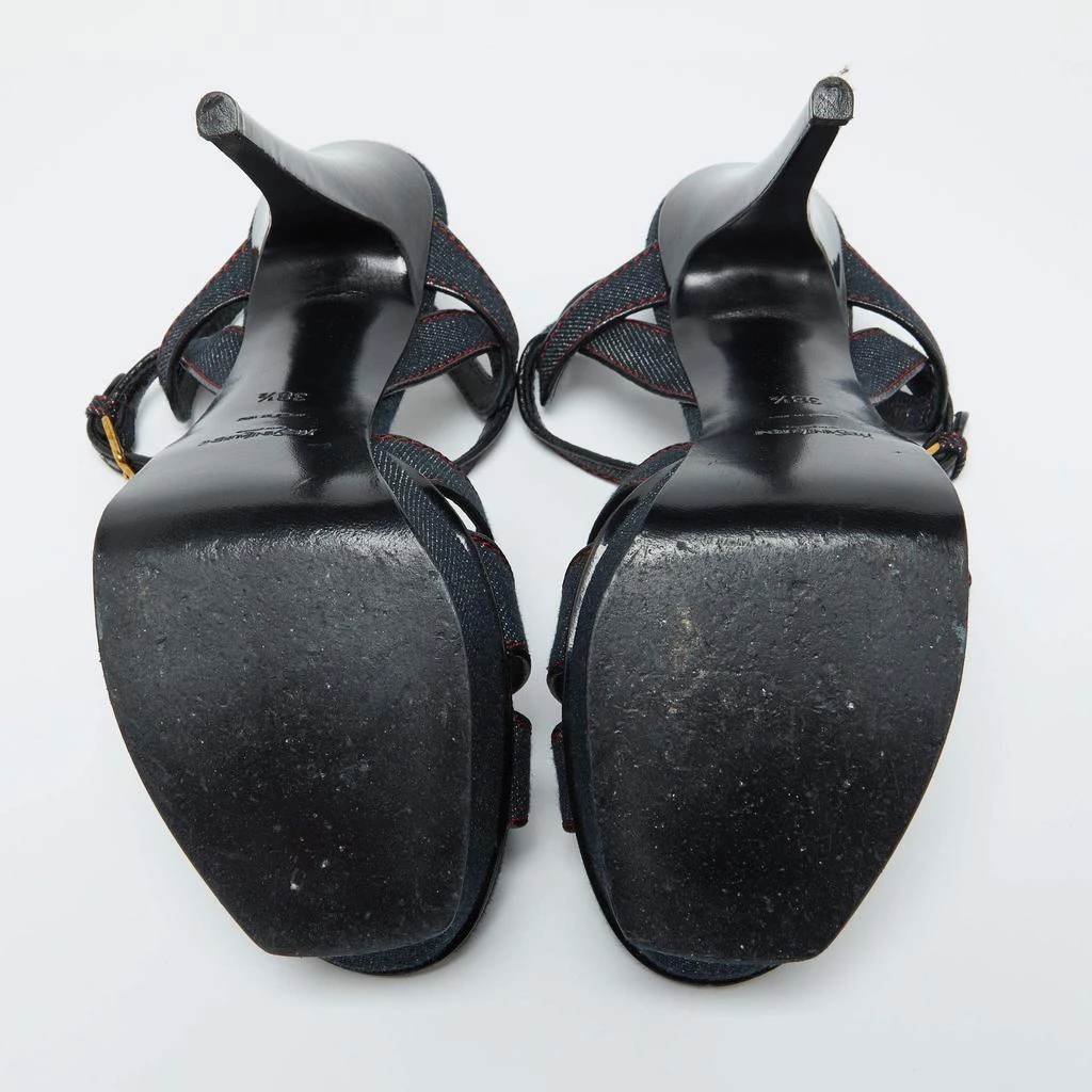 Yves Saint Laurent Yves Saint Laurent Blue Denim and Leather Platform Sandals Size 38.5 6