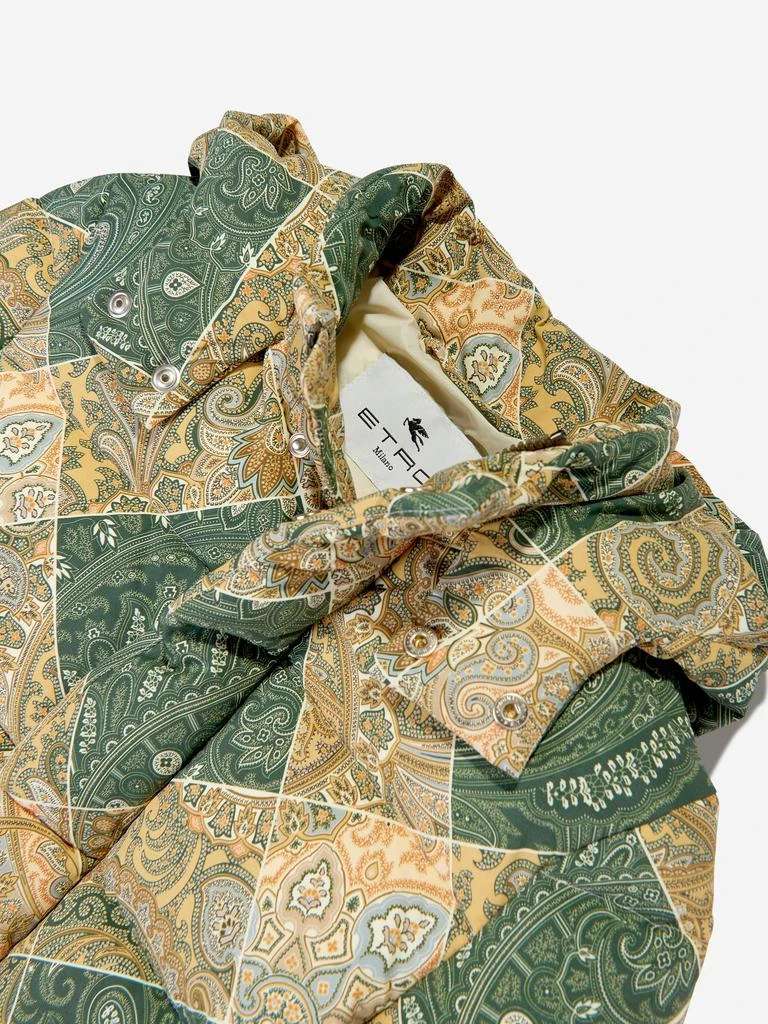 ETRO Etro Boys Paisley Puffer Jacket in Green 4