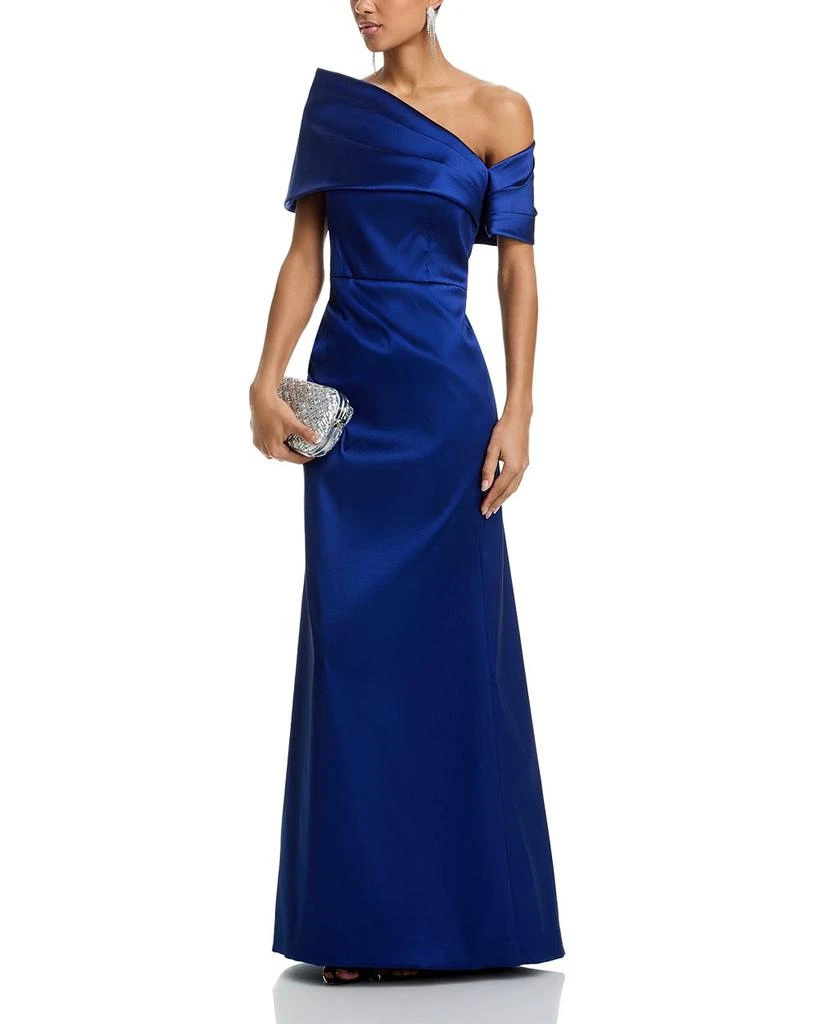 Teri Jon Stretch Mikado Asymmetric Off Shoulder Cuff Gown 3