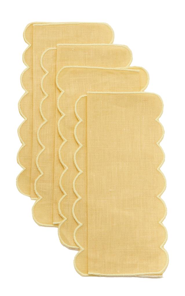 MoDA Moda Domus - Set-Of-Four Linen Cocktail Napkins - Yellow - Moda Operandi