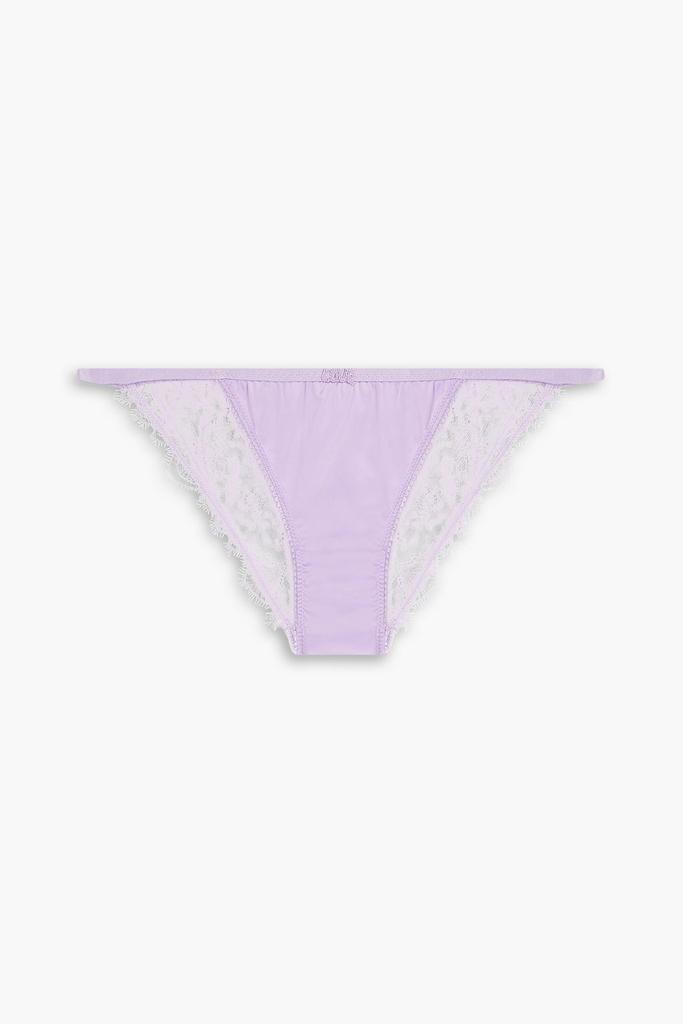 LOVE STORIES Satin-trimmed guipure lace low-rise briefs
