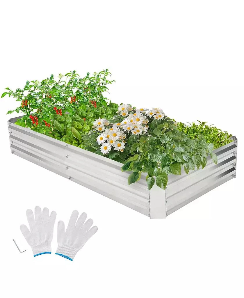Gymax 6 x 3 x 1FT Galvanized Raised Garden Bed Heavy-Duty Elevated Rectangle Plant Box