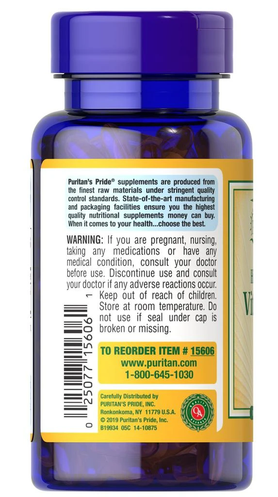 Puritan's Pride Vitamin D3 1000 IU (25mcg) 200 Softgels 3